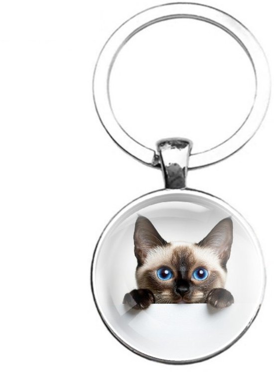 Sleutelhanger Glas | Siamesche Kat