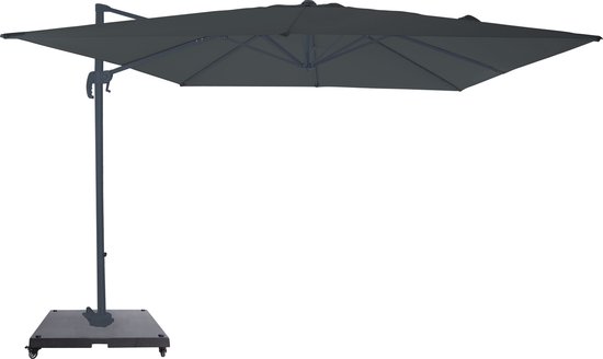 AXI Nima Parasol déporté 300 x 300 cm avec pied à roulettes Anthracite/gris – Structure en aluminium thermolaqué avec pied en croix – Rotation à 360° - Inclinable – Toile résistante aux UV