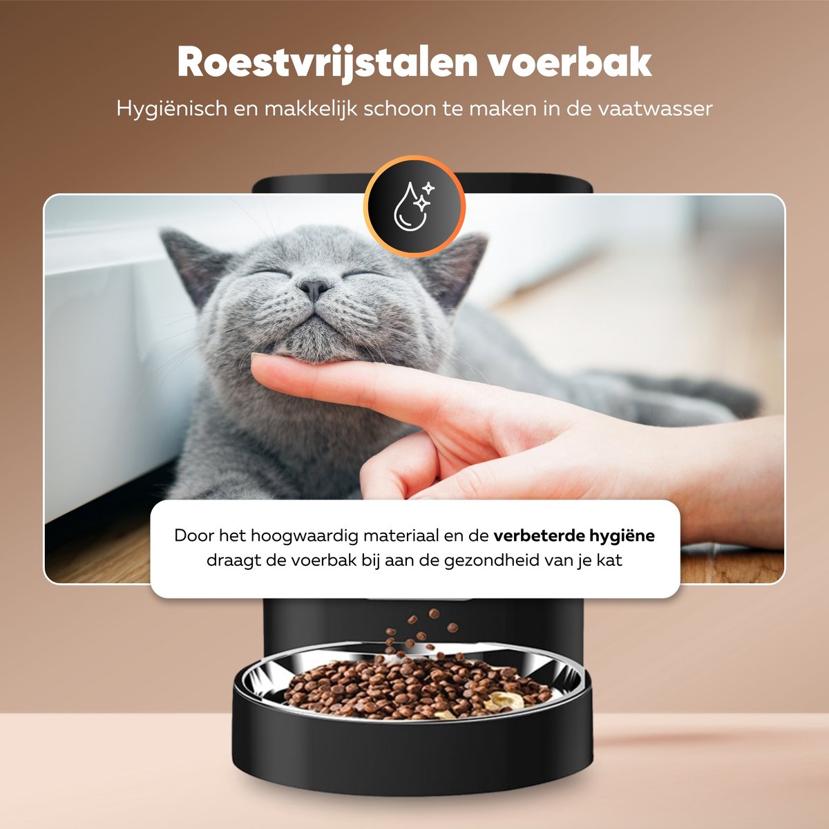 Pitt & Co Automatische Voerbak 4L Zwart RVS met Camera - afbeelding 2