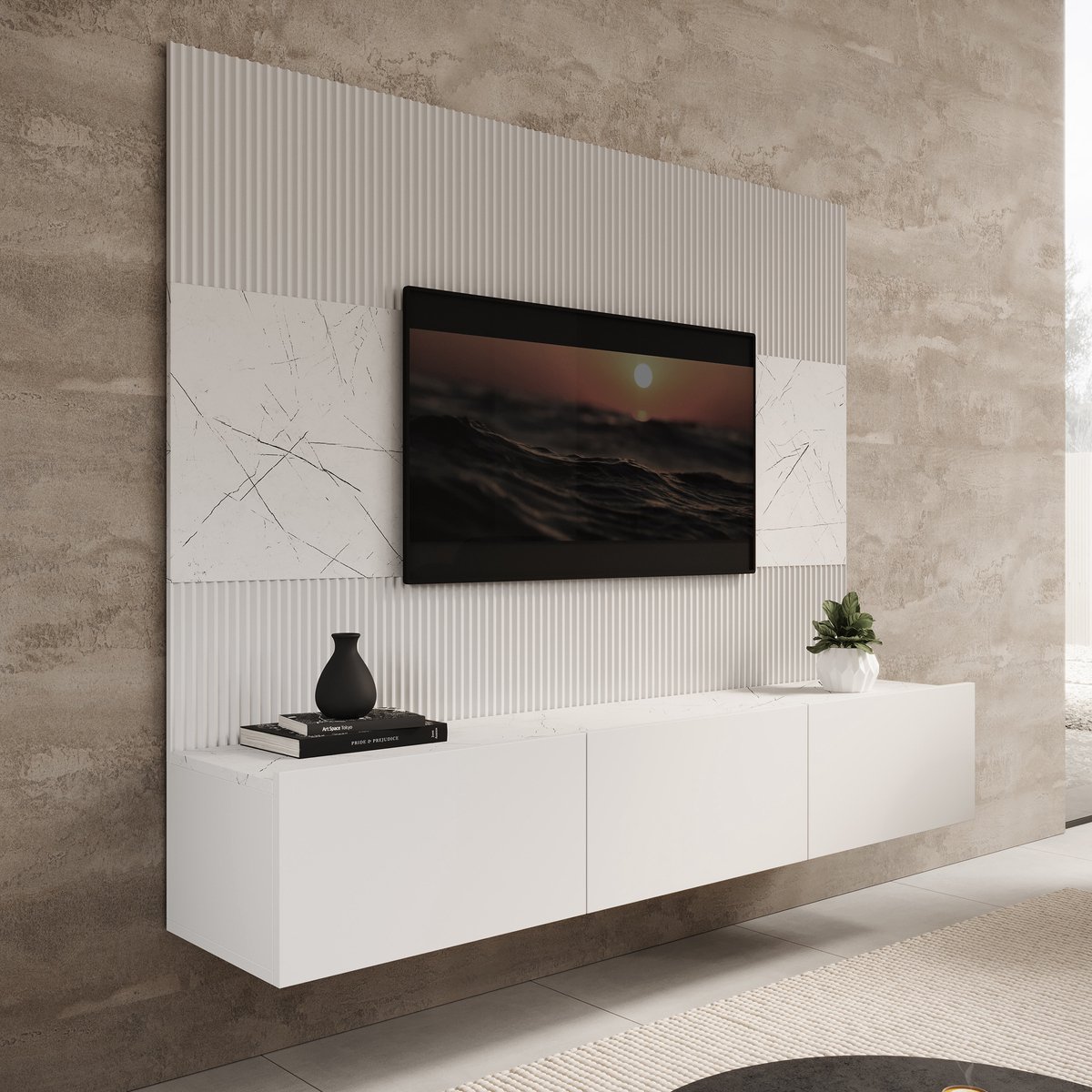 Meubella - TV-Meubel Dominic - Wit - 180 cm