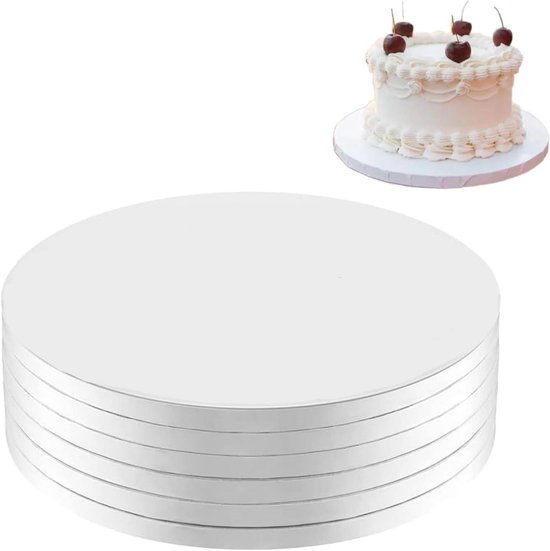 Cake Board 6 stuks, 20 cm taartplateau karton rond cakeboard herbruikbaar, 2 mm dikke taartonderlegger, taartonderlegger, taartbord, goud en zilver voor transport van taarten en taarten