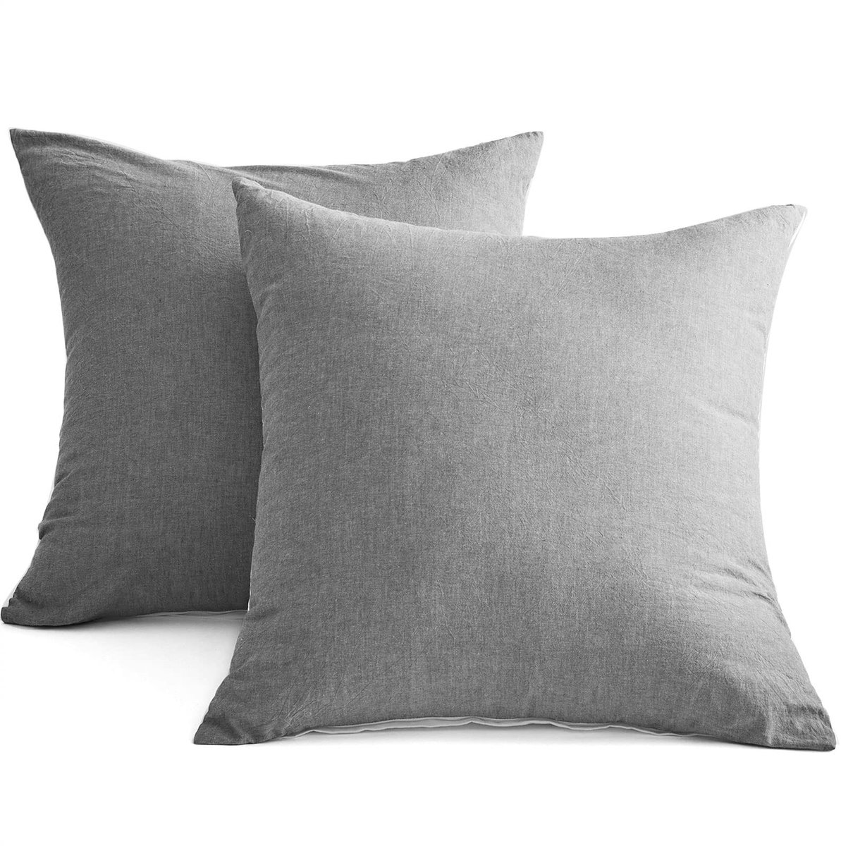 Ibenzoa® Zachte en Comfortabele Kussenslopen - 80x80 cm, Katoen, Rookgrijs, 2-delig met Ritssluiting