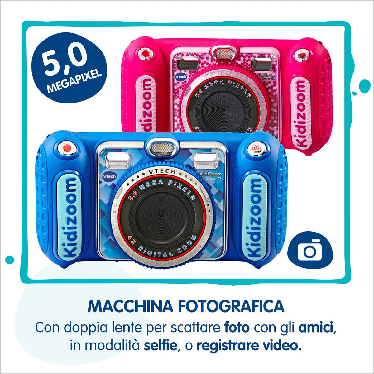 VTech KidiZoom Duo DX Camera - 10-in-1 Interactieve Speelgoedcamera - Kindercamera - Van 4 tot 10 Jaar - Blauw — afbeelding 6