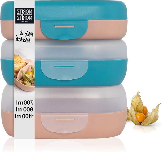monbento - Lunchbox MB Square roze mokka - Grote Bento lunchbox met vakken - Luchtdichte Bento Box 2 etages