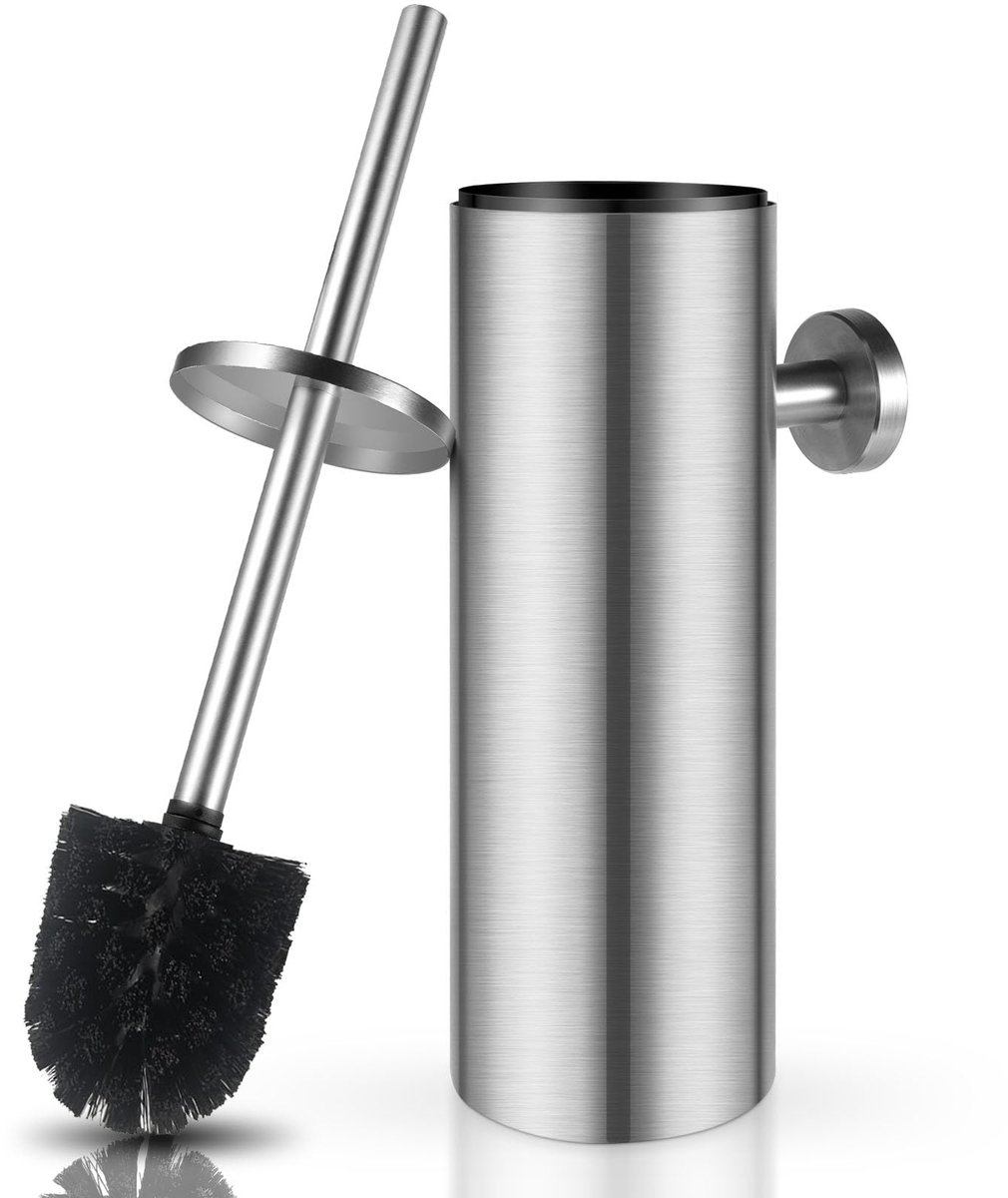 Ibenzoa® Duurzame Toiletborstel van Roestvrij Staal met Spatwaterdicht Deksel - Voor Efficiënte en Hygiënische Reiniging