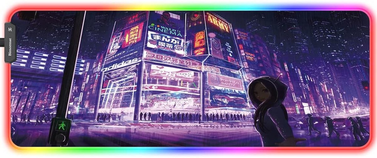 RGB Gaming Muismat 800 x 300 mm - XXL Led Bureauonderlegger met Antislip Rubber