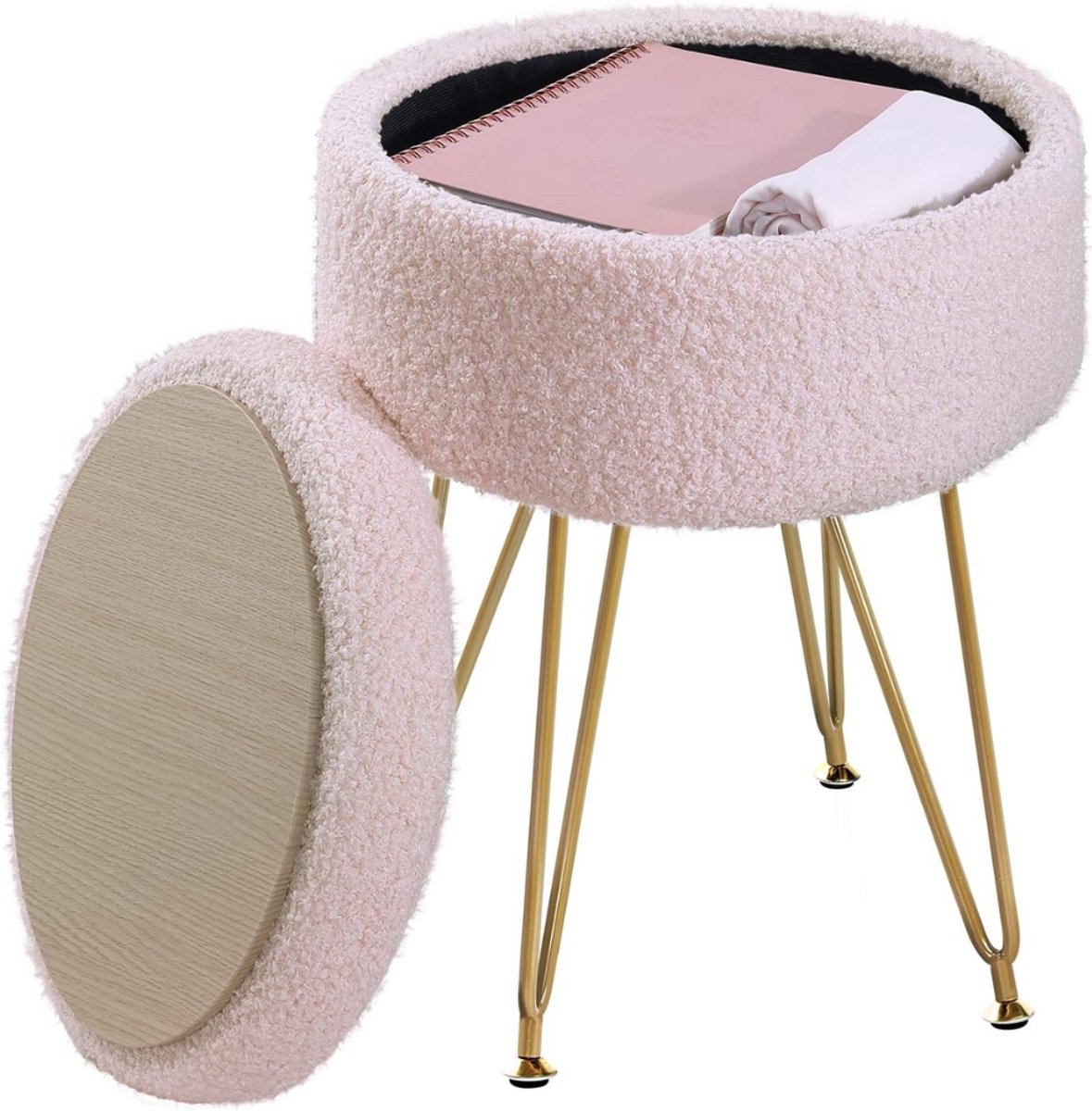 ZRSS® Make up stoel - Met Opbergruimte - Make-up Kruk - Voetensteun - Grijs