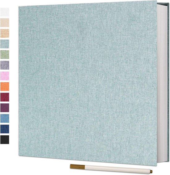 Zelfklevend Fotoalbum 28x27 cm met Linnen Hardcover en Metalen Pen - Perfect voor Bruiloft, Baby, Familie en Reizen