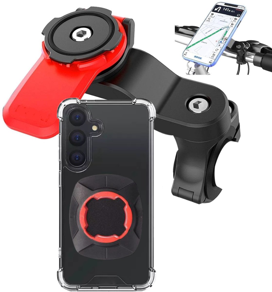Telefoonhouder Fiets Magnetisch met Backcover hoesje - Geschikt voor: Samsung Galaxy S25 Plus | Magnetische slotbevestiging | Magneet | GSM Houder Fiets – Fietshouder