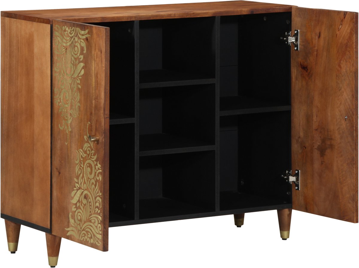 vidaXL - Dressoir - met - plank - Bruin - 90 - x - 33 - x - 75 - cm - Massief - Mango - Hout