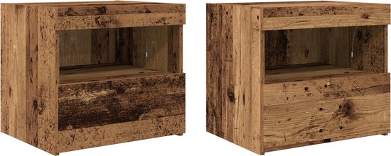 vidaXL Nachtkastje met lade 2 pcs Zwart eiken 30 x 60 x 60 cm