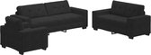 vidaXL - Bankstel - 3 - pcs - Zwart - 221 - x - 80 - x - 80 - cm - Fluweel