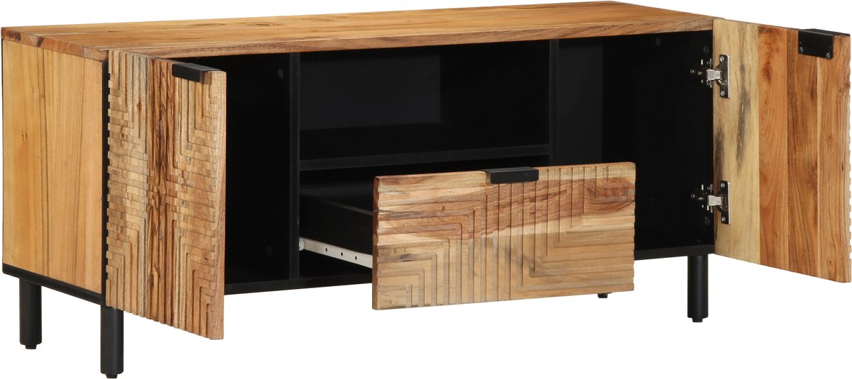 vidaXL - TV - Eenheden - Massief - Acacia - Hout - 105 - x - 33,5 - x - 46 - cm - Bewerkt - hout