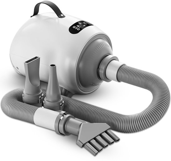 QualiPro® Professionele Hondenfohn - Waterblazer Voor Honden - Haardroger Hond - Warmte instelbaar Honden Fohn, Hondenborstel, Gehoorbescherming met 3 Opzetstukken, Nieuw Model 2025