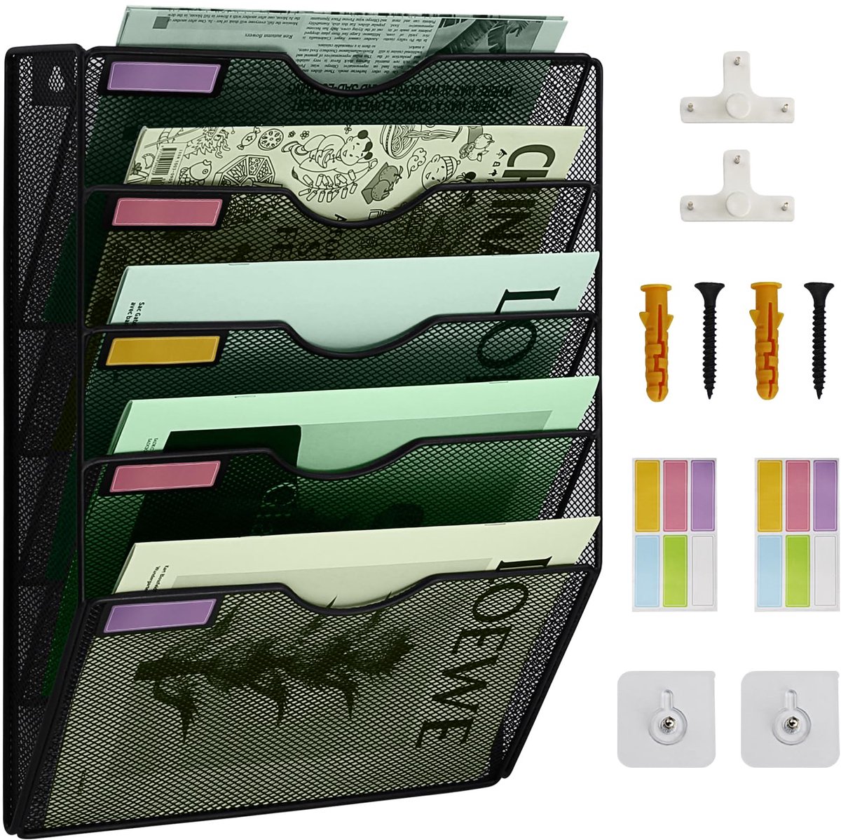Ibenzoa® Multifunctionele Wandorganizer voor Tijdschriften en Documenten - 5 Fächer, Metaal