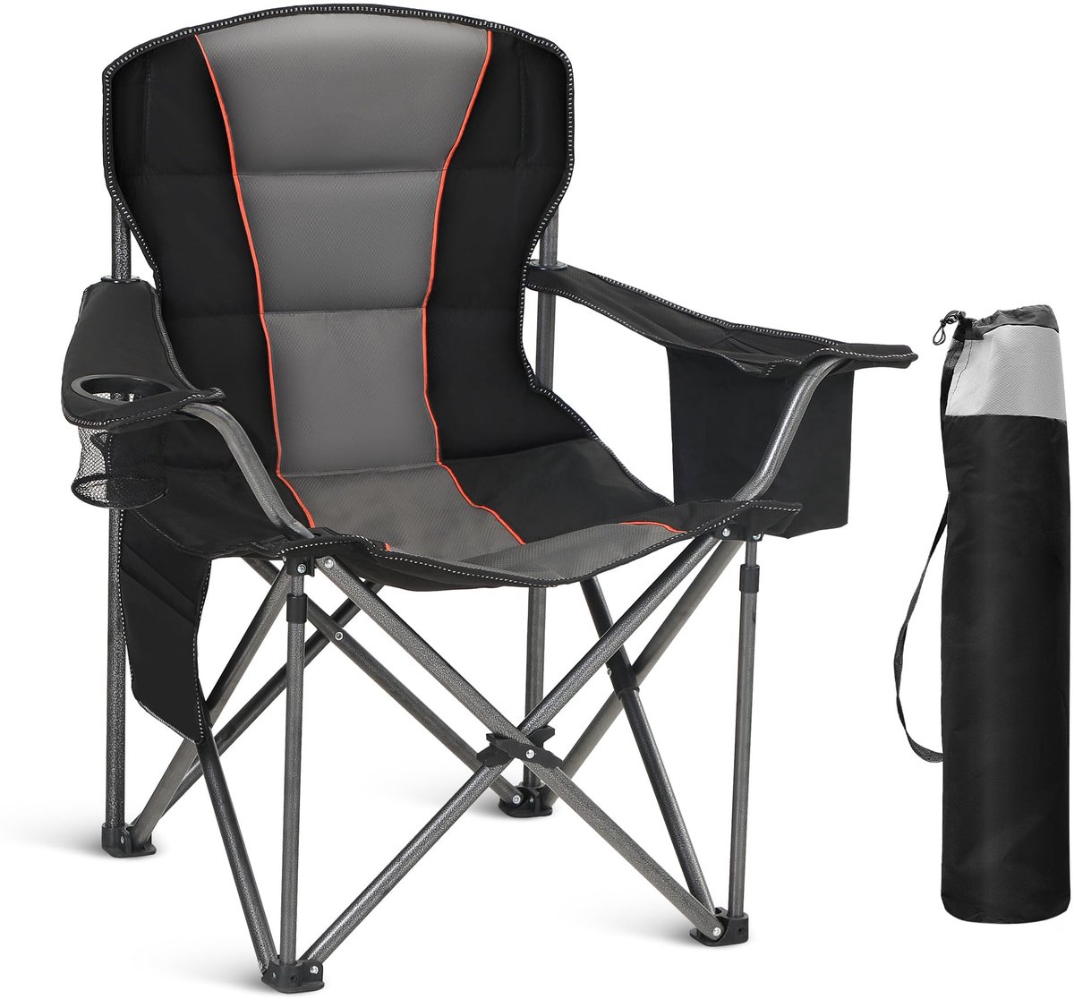 Ibenzoa® Robuuste XXL Opvouwbare Outdoor Stoel met Comfortabele Armleuningen en Bekerhouders