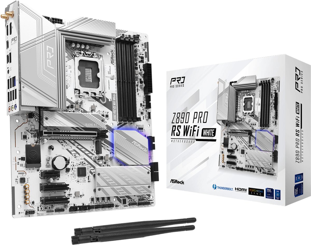 ASRock Z890 Pro RS WiFi White - Motherboard - ATX - LGA1851-Sockel - Z890 Chipsatz - USB4, USB-C 3,2 Gen 2x2, USB 3,2 G