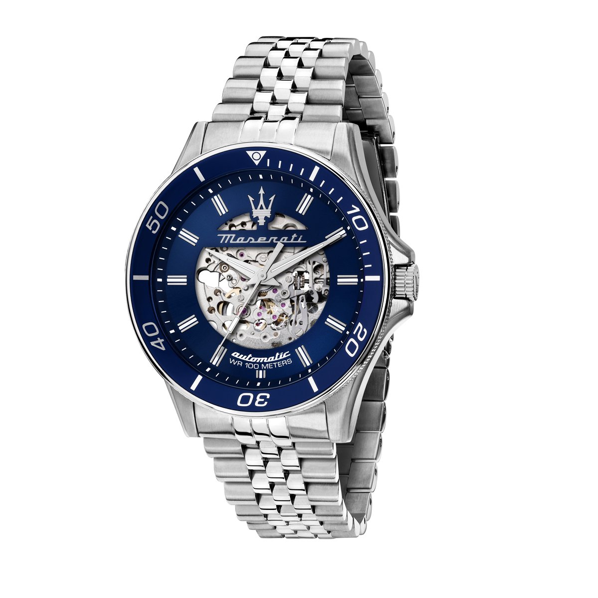 Maserati watch - Sfida - R8823140011 - 44 MM - Horloge - Heren - automatisch - movement - zilver - blauw