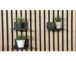 Akupanel Wandplankje Zwart – Model A – 131×121×59 mm – Gerecycled Polymeer – Akupanel Accessoires / Akupanel Accesoires – Akoestische Panelen – Akoestisch Paneel – Akoestische Wand – Akoestische Wanddecoratie – Akoestische Panelen Zwart