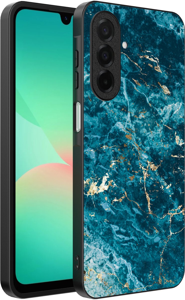 Smartphonica Telefoonhoesje Geschikt voor Samsung Galaxy A26 met marmer opdruk - TPU backcover case blue marble design - Blauw geschikt voor Samsung Galaxy A26