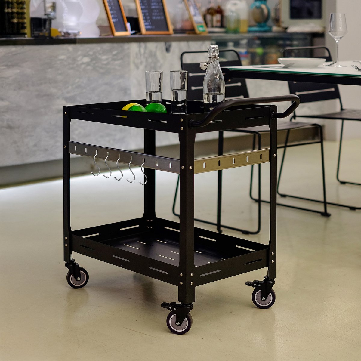 Serveerwagen Bard metalen outdoor trolley zwart casa.pro