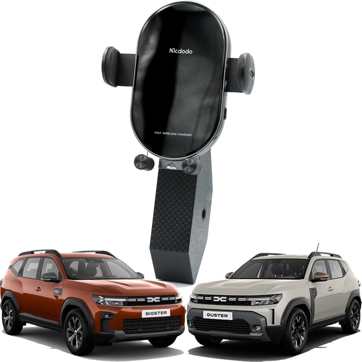 Automatische telefoonhouder met draadloos opladen voor DACIA DUSTER 3 & DACIA BIGSTER - YouClip