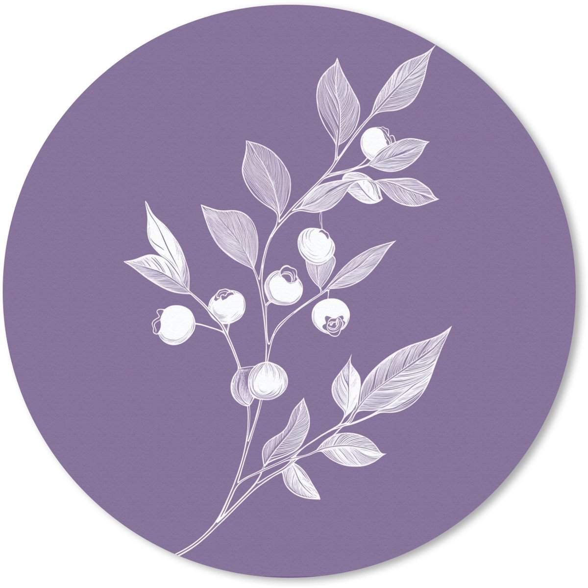 Muismat rond 50x50 cm - Mousepad Tak - Sierlijk - Bladeren - Minimalistisch - Ronde muismatten