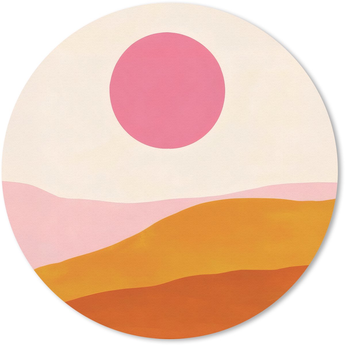 Muismat rond 40x40 cm - Mousepad Zon - Heuvels - Abstract - Roze - Ronde muismatten