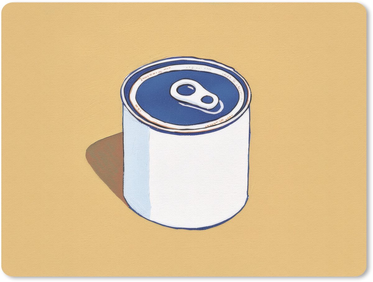 Muismat 23x19 cm - Mousepad Blikje - Minimalistisch - Blauw - Illustratie - Muismatten