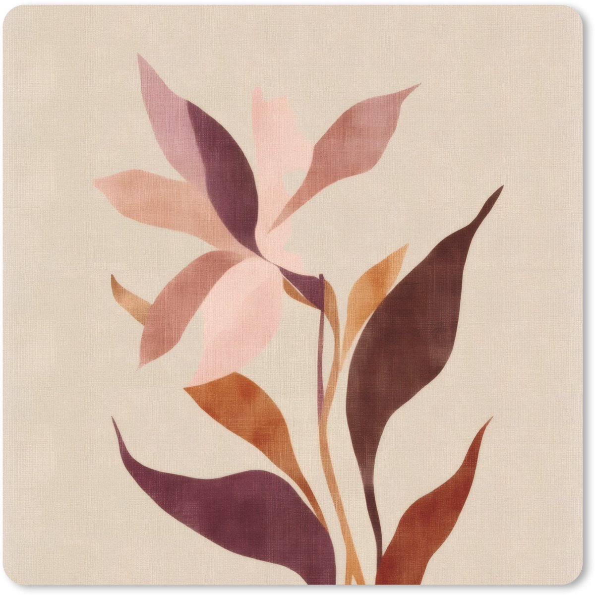 Muismat 30x30 cm - Mousepad Bloemen - Blaadjes - Minimalistisch - Roze - Muismatten