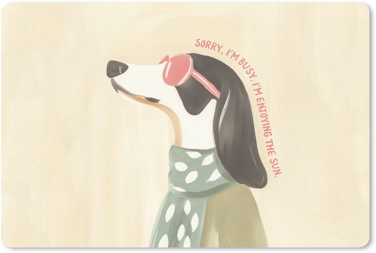 Muismat 27x18 cm - Mousepad Quote - Hond - Zonnebril - Muismatten