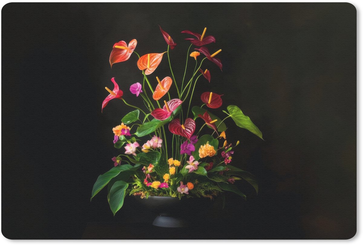 Muismat 27x18 cm - Mousepad Bloemen - Vaas - Kleurrijk - Muismatten