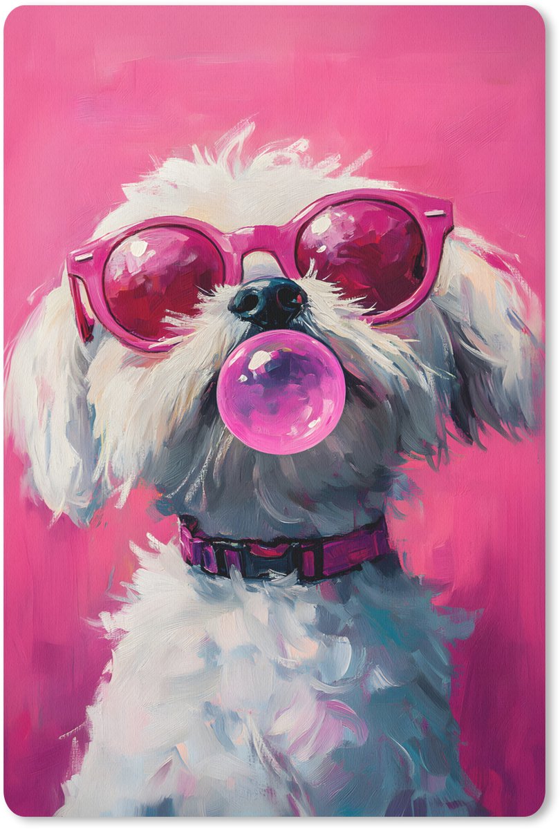 Muismat 18x27 cm - Mousepad Pink - Hond - Bubbel - Muismatten