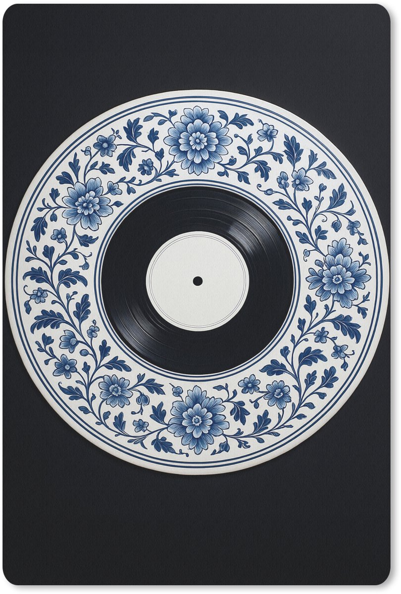 Muismat 18x27 cm - Mousepad Vinyl - LP - Delfts Blauw - Muziek - Muismatten