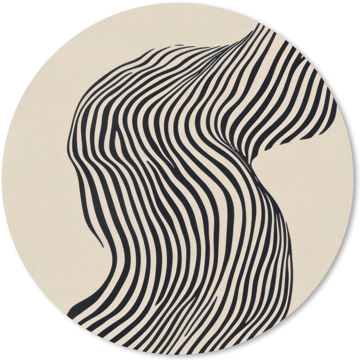 Muismat rond 50x50 cm - Mousepad Golvend - Lijnen - Abstract - Silhouet - Ronde muismatten