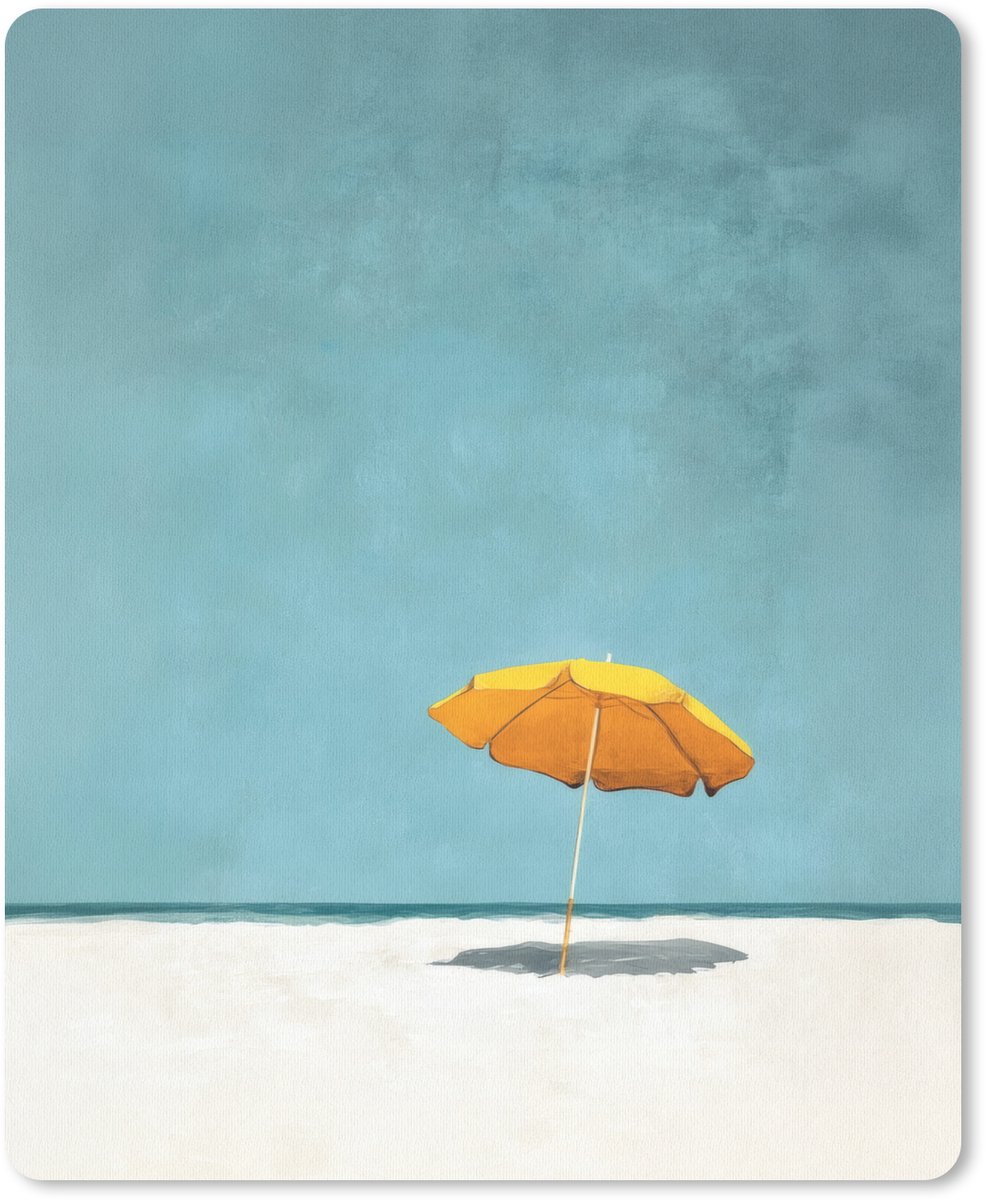 Muismat 19x23 cm - Mousepad Parasol - Geel - Strand - Zee - Muismatten