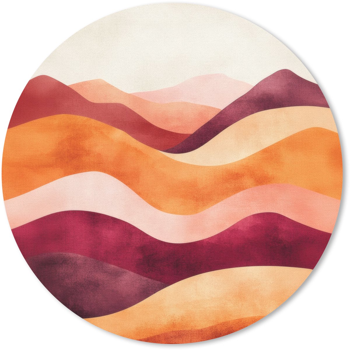 Muismat rond 20x20 cm - Mousepad Abstract - Landschap - Golven - Ronde muismatten
