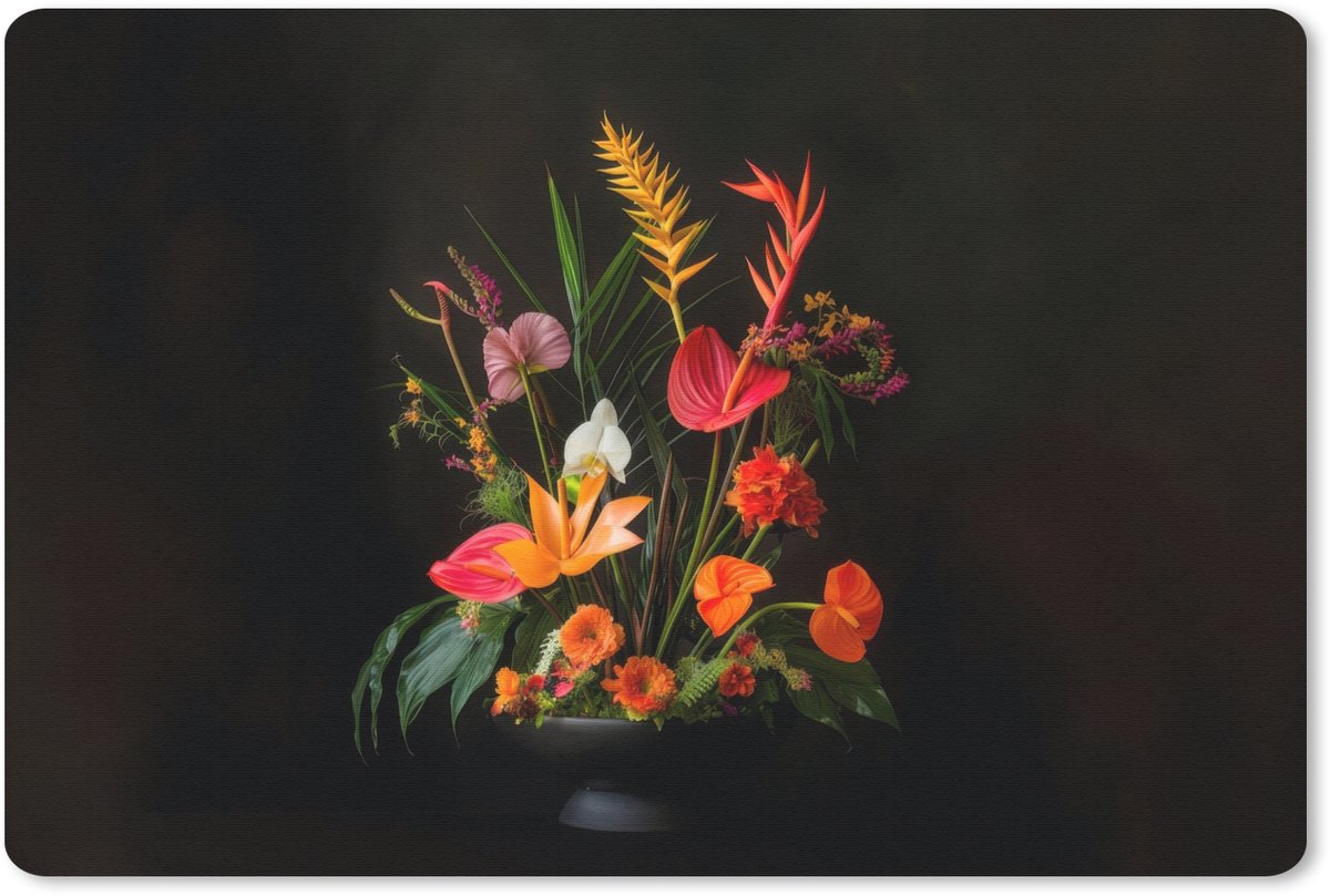 Muismat 27x18 cm - Mousepad Schaal - Boeket - Bloemen - Muismatten