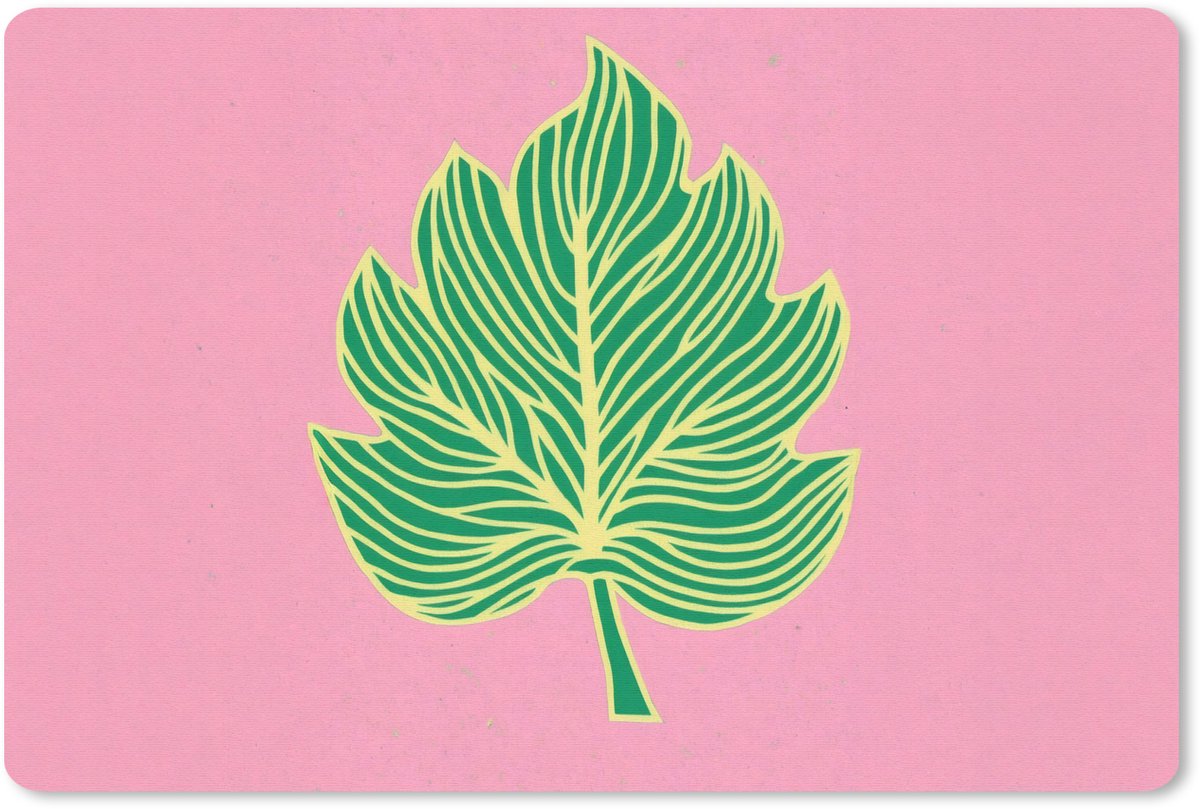 Muismat 27x18 cm - Mousepad Blad - Groen - Illustratie - Minimalistisch - Muismatten