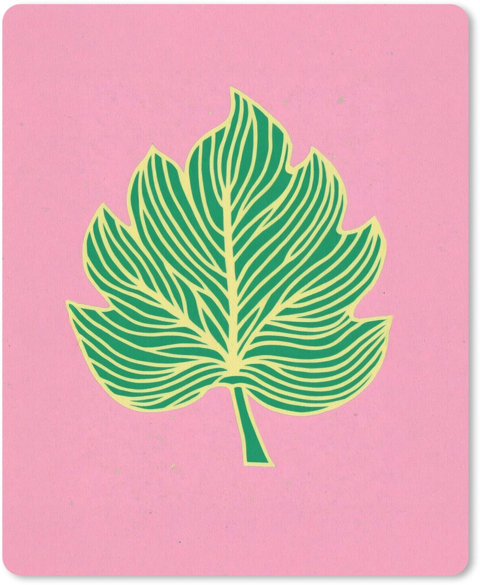 Muismat 19x23 cm - Mousepad Blad - Groen - Illustratie - Minimalistisch - Muismatten