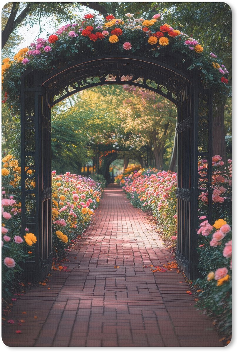 Muismat 18x27 cm - Mousepad Doorkijk - Bloemen - Pad - Natuur - Kleurrijk - Muismatten