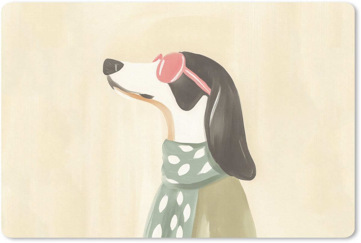 Muismat 27x18 cm - Mousepad Hond - Zonnebril - Sjaal - Muismatten