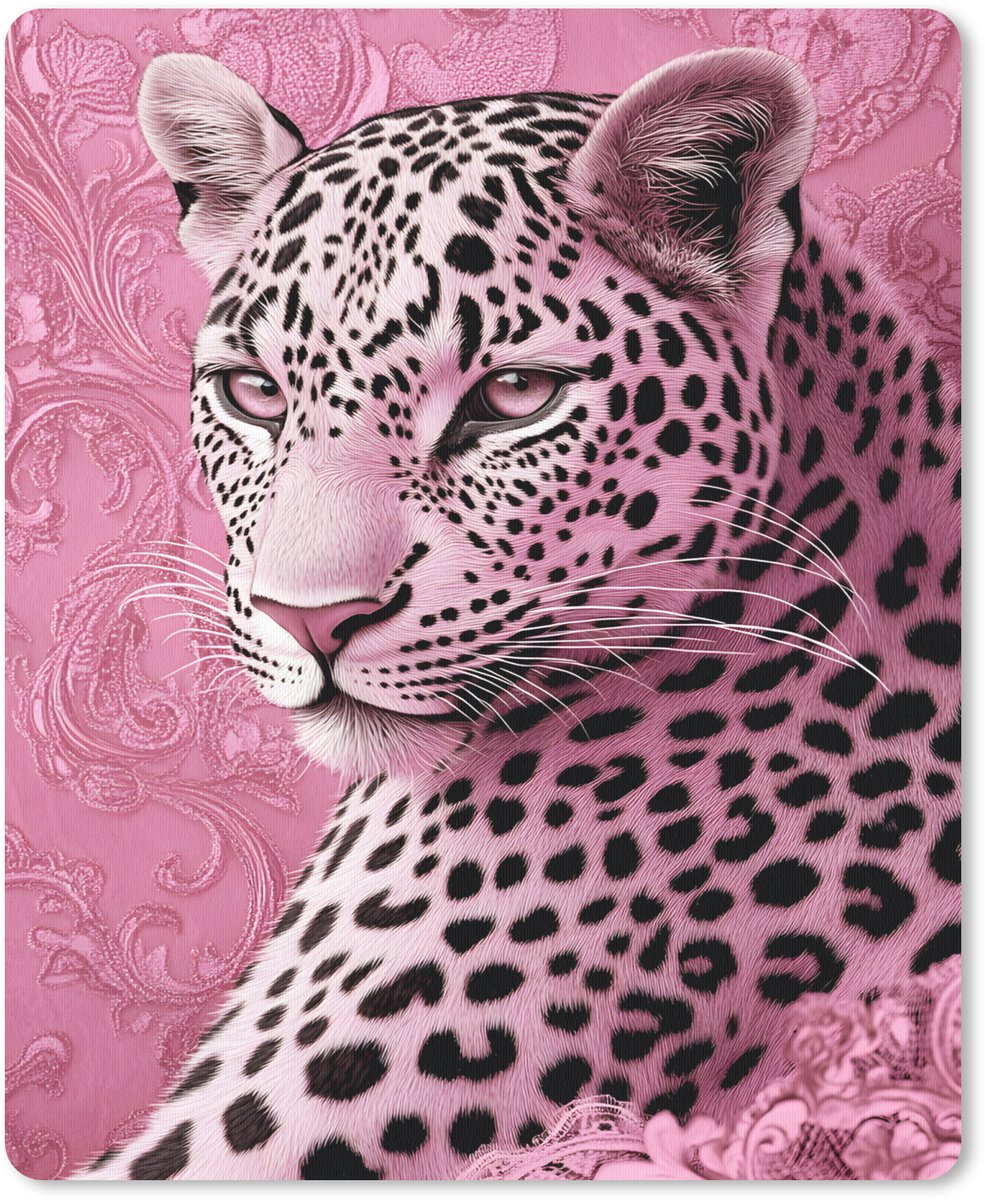 Muismat 19x23 cm - Mousepad Panter - Luxe - Roze - Muismatten