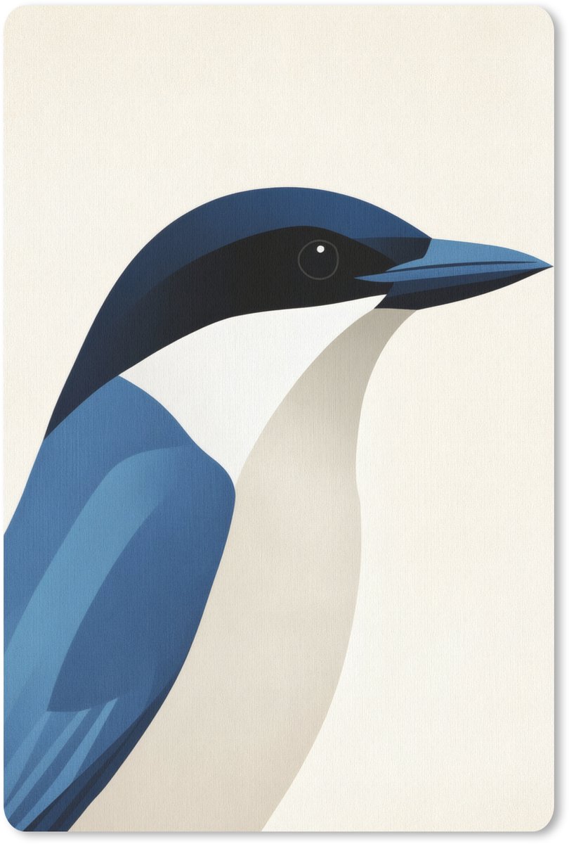 Muismat 18x27 cm - Mousepad Illustratie - Blauw - Vogel - Muismatten