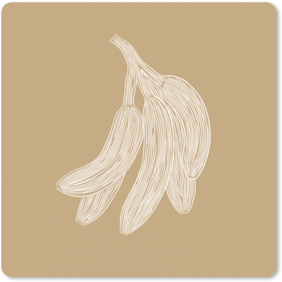Muismat 20x20 cm - Mousepad Bananen - Beige - Lijntekening - Minimalistisch - Muismatten