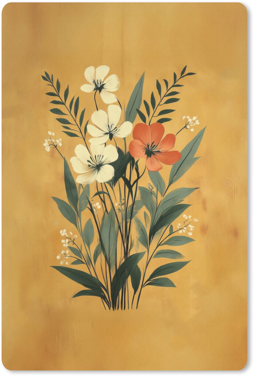 Muismat 18x27 cm - Mousepad Bladeren - Boeket - Bloemen - Geel - Muismatten