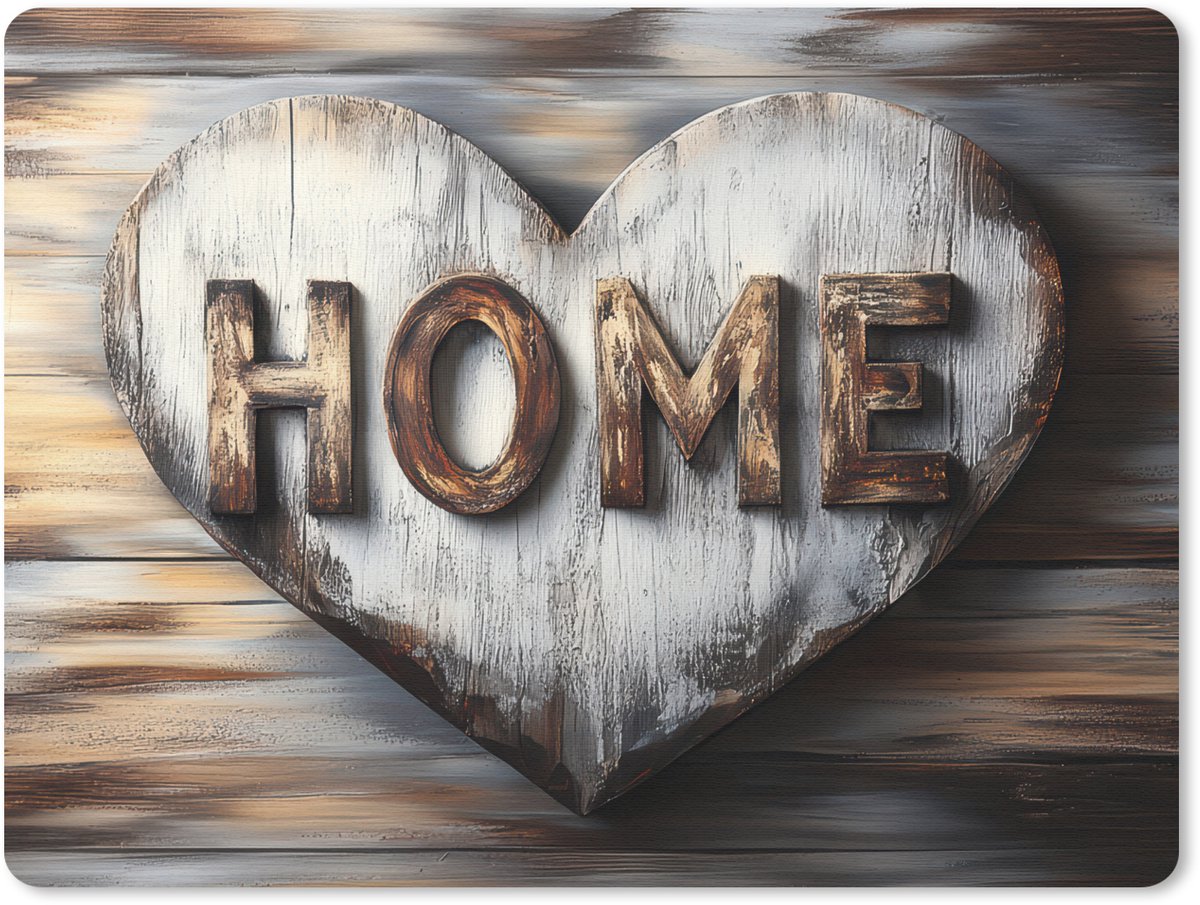Muismat 23x19 cm - Mousepad Home - Hart - Houtlook - Liefde - Muismatten