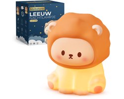 Nachtlampje Kinderen - Mobstore Leeuwtje Nachtlampje - Draadloos & Oplaadbaar - Touch Bediening - Dimbaar LED Licht - Timerfunctie - Slaaptrainer - Ideaal voor Babykamer & Kinderkamer - Siliconen Bedlampje