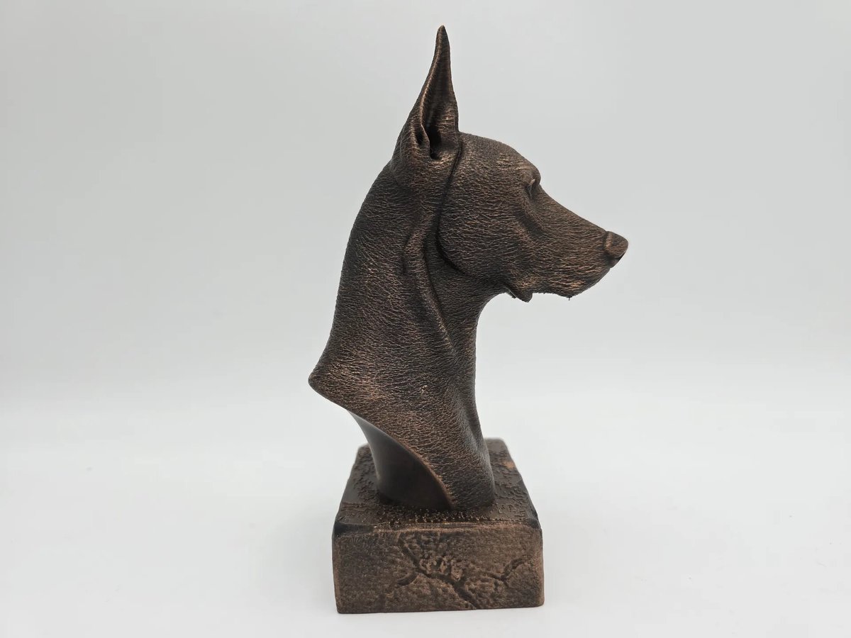 Support Casque Buste De Dobermann En Bronze - Accessoire Bureau, Cadeau Déco à Peindre