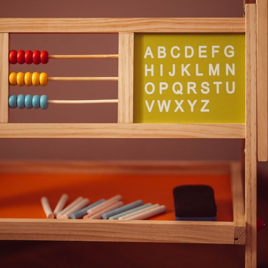 Mamabrum Dubbelzijdig Schoolbord met Whiteboard en Krijtbord - Magnetisch Tekenbord - Inclusief Letters, Cijfers en Telraam